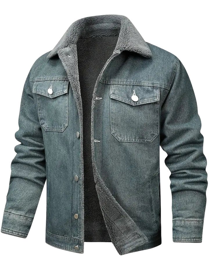 Geoffroy - Vintage Denim Jacket With Fleece Lining