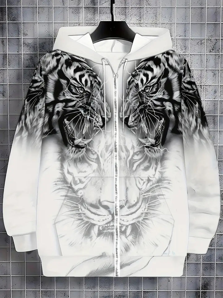 Murillo - Casual Long Sleeve Hoodie Jacket With Tiger Print