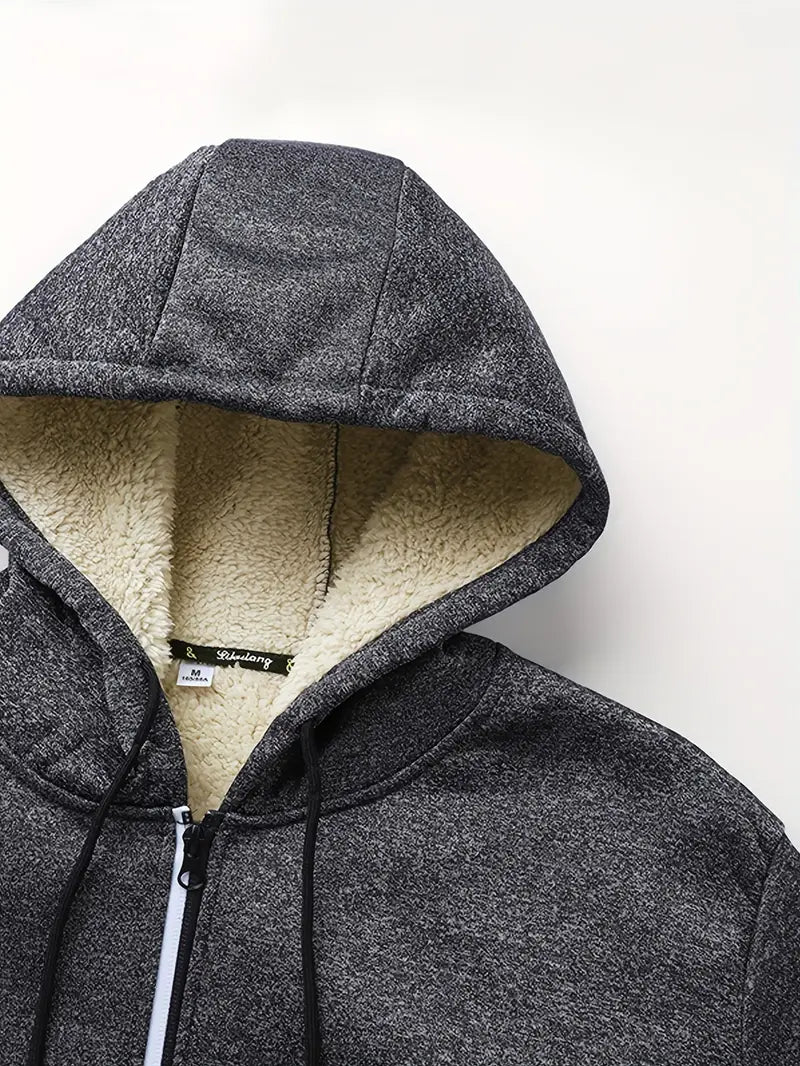 Helge - Casual Long Sleeve Zip-Up Hoodie