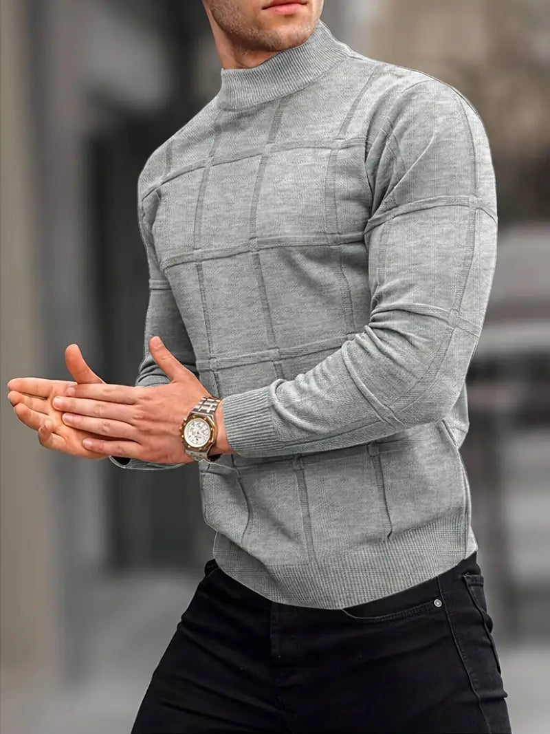 Nunzio - Comfortable Knitted Mock Neck Sweater