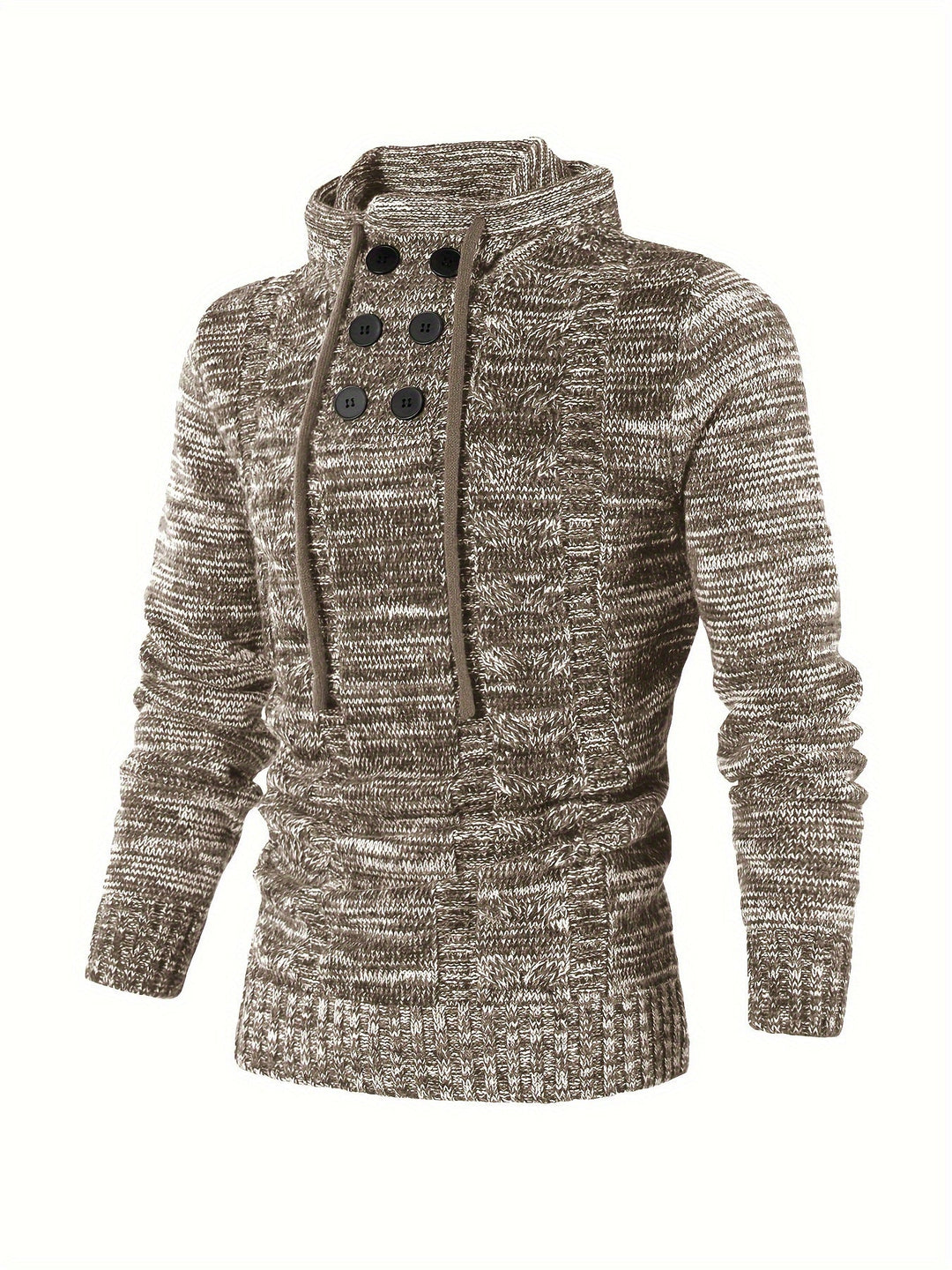 Damiaan - Casual Long Sleeve Knitted Hoodie