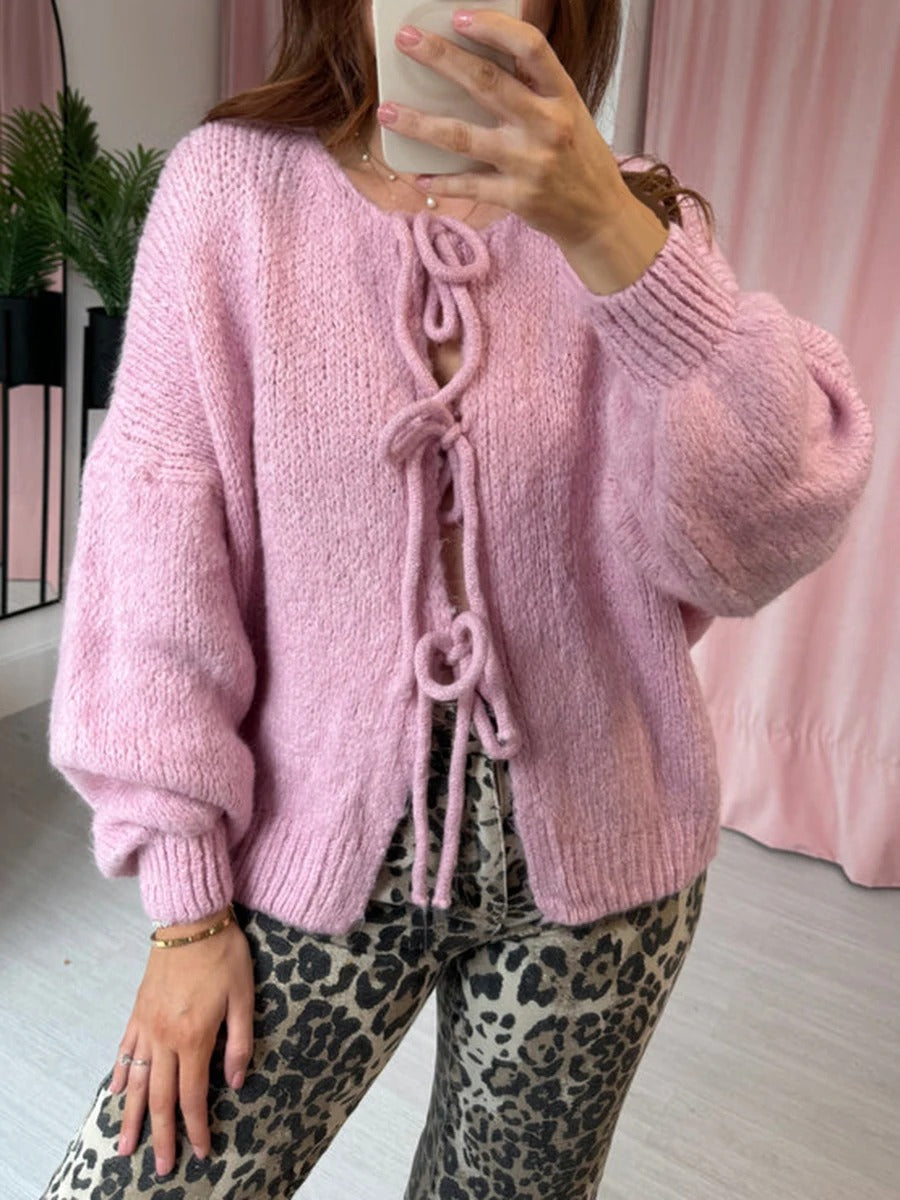 Mya - Fall Tie Front Knitted Cardigan