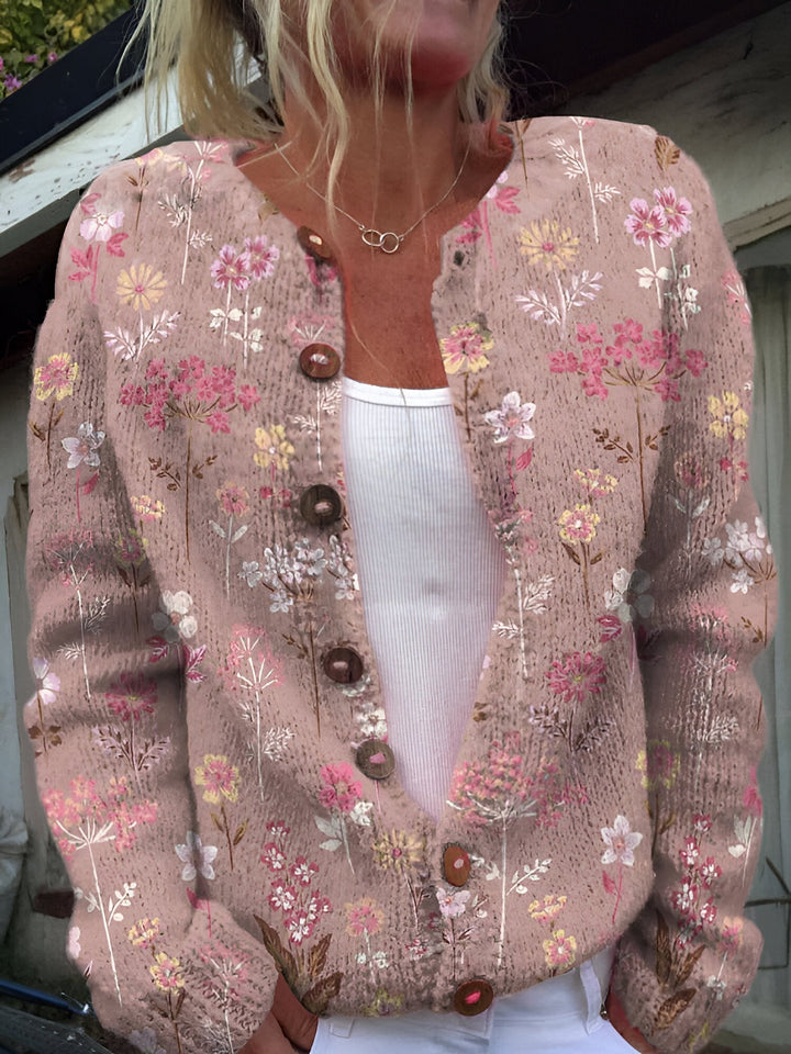 Alvimia - Stylish Floral Knitted Cardigan