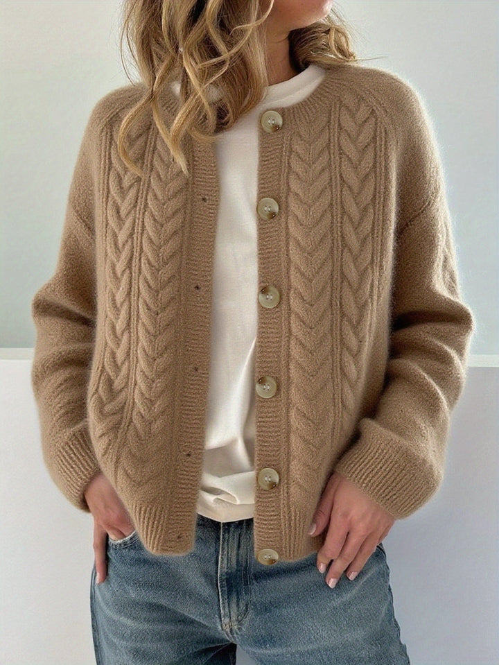 Dwina -  Cable Knitted Cardigan With Button