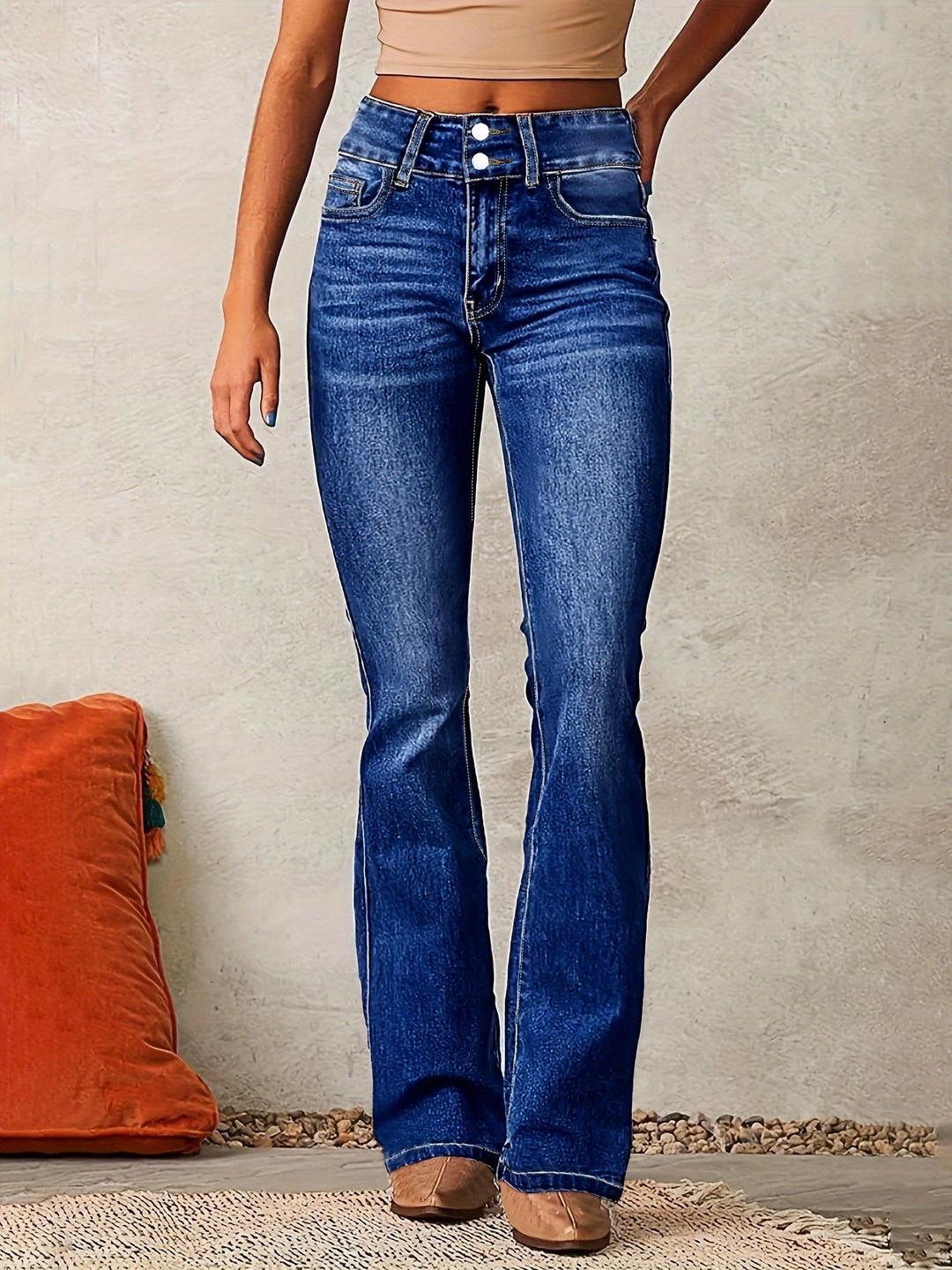 Nirvana - Denim Front Button Flared Pants
