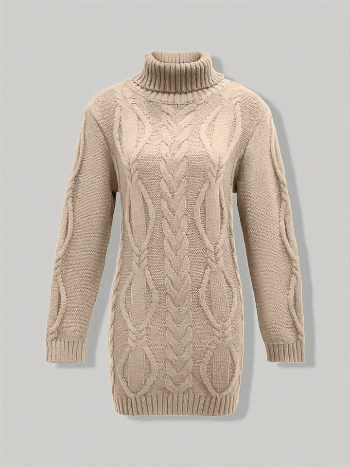 Narda - Chunky Cable Knitted Turtleneck Dress