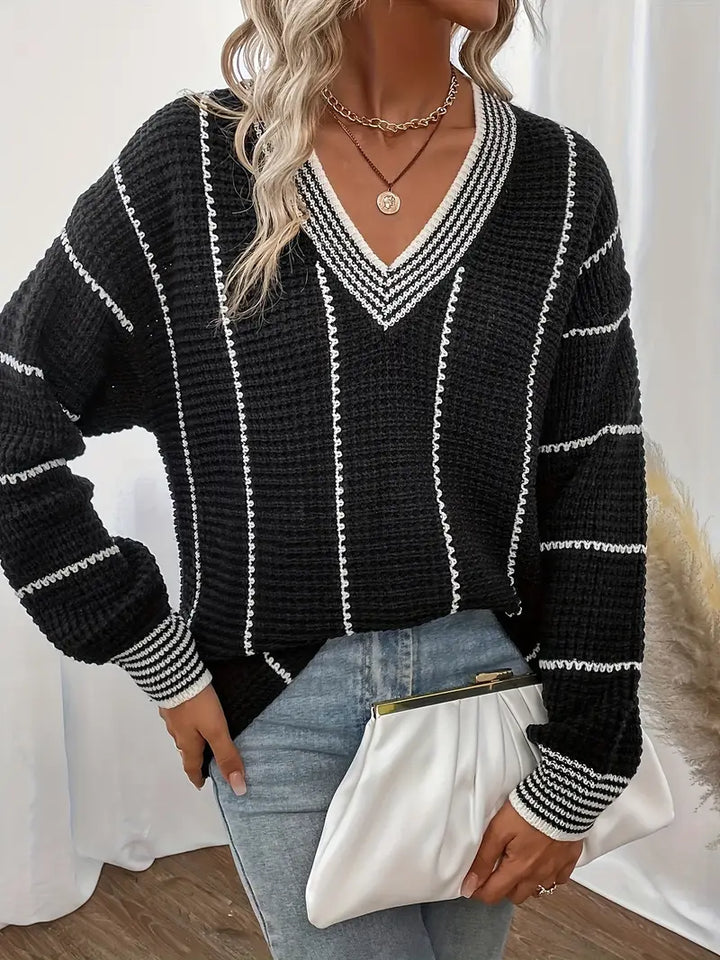 Arellano - Casual Long Sleeve Striped Sweater