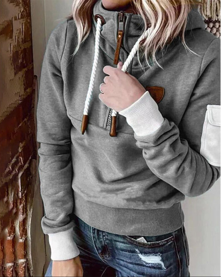 Helsa - Casual Half-Zip Hoodie With Arm Pocket