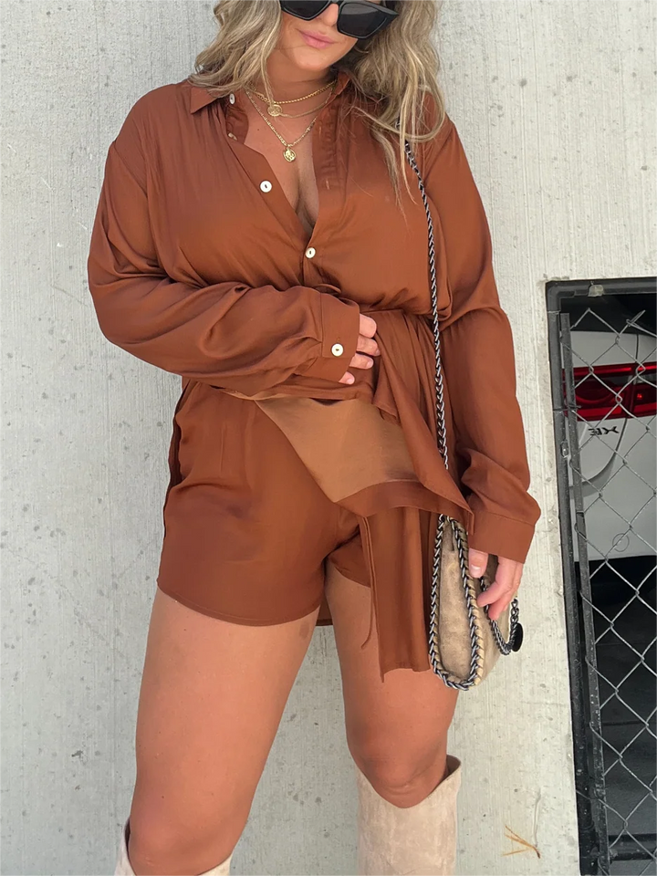 Giulia - Turn Down Collar Loose Shirt Set