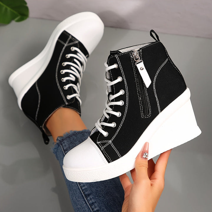 Josiane - Comfortable Wedge Sneaker With Side Zipper