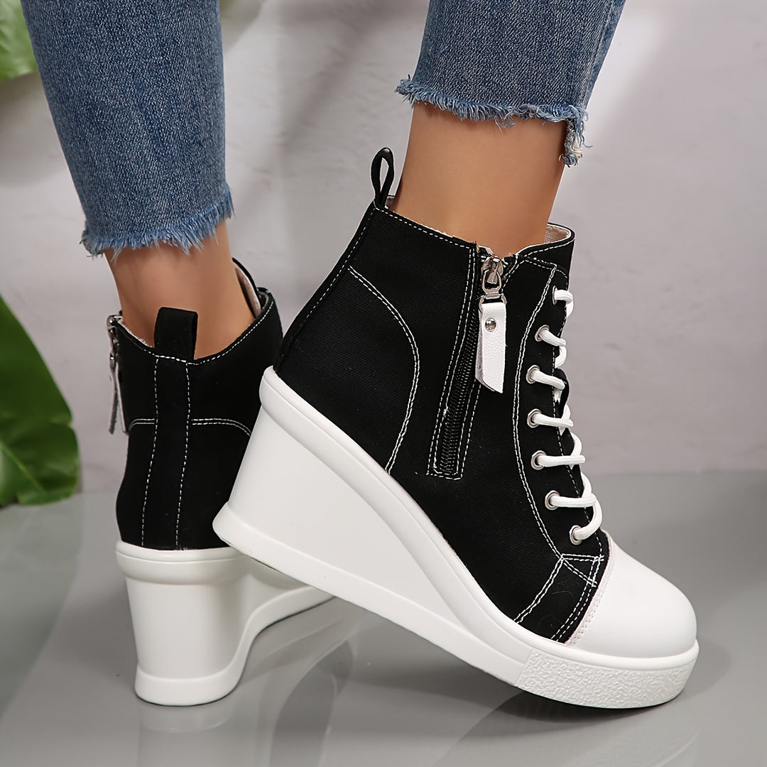 Josiane - Comfortable Wedge Sneaker With Side Zipper