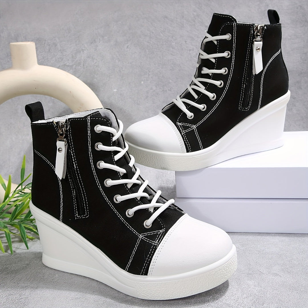 Josiane - Comfortable Wedge Sneaker With Side Zipper
