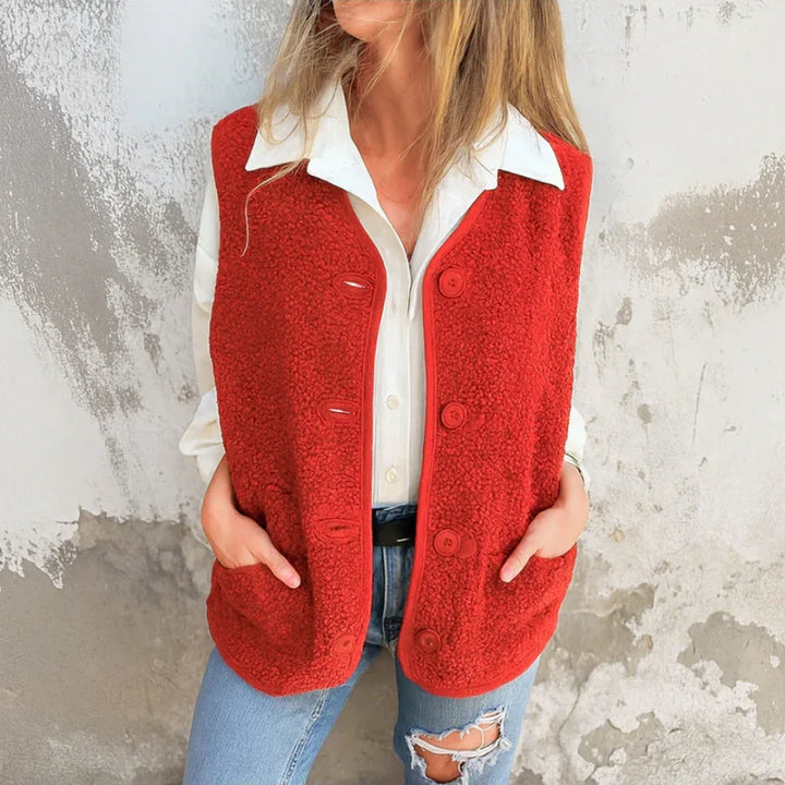 Jacklyn - Teddy Vest With Button