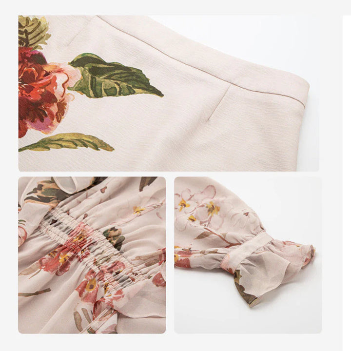 Jitske - Lace Up Dress With Floral Print