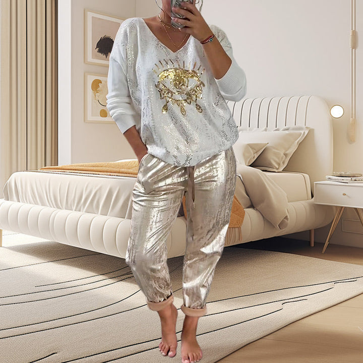 Ashley - Top and Devil's Eye Sequin Pant