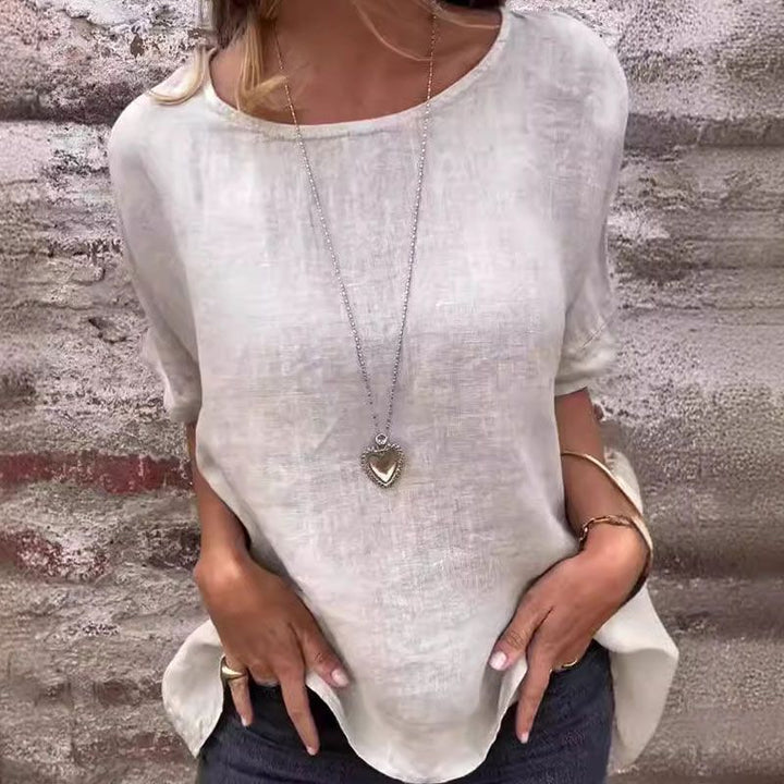 Joline - Round Neck and Half Sleeves Blouse
