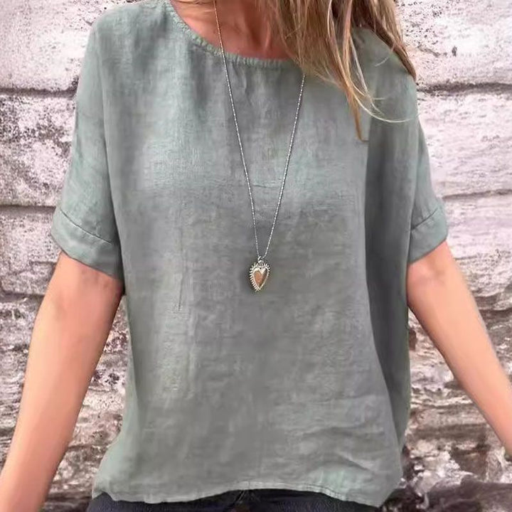 Joline - Round Neck and Half Sleeves Blouse