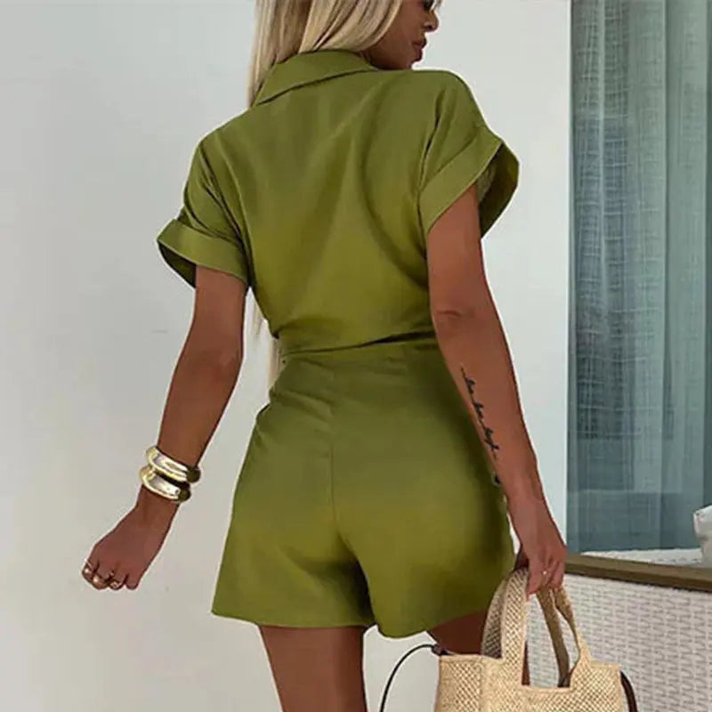 Harmke - Short Sleeve Jumpsuit with V-Neck