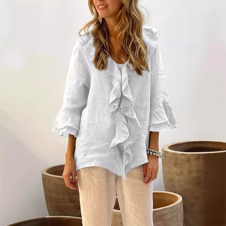 Gretha - Ruffle Collar and bell Sleeves  Blouse