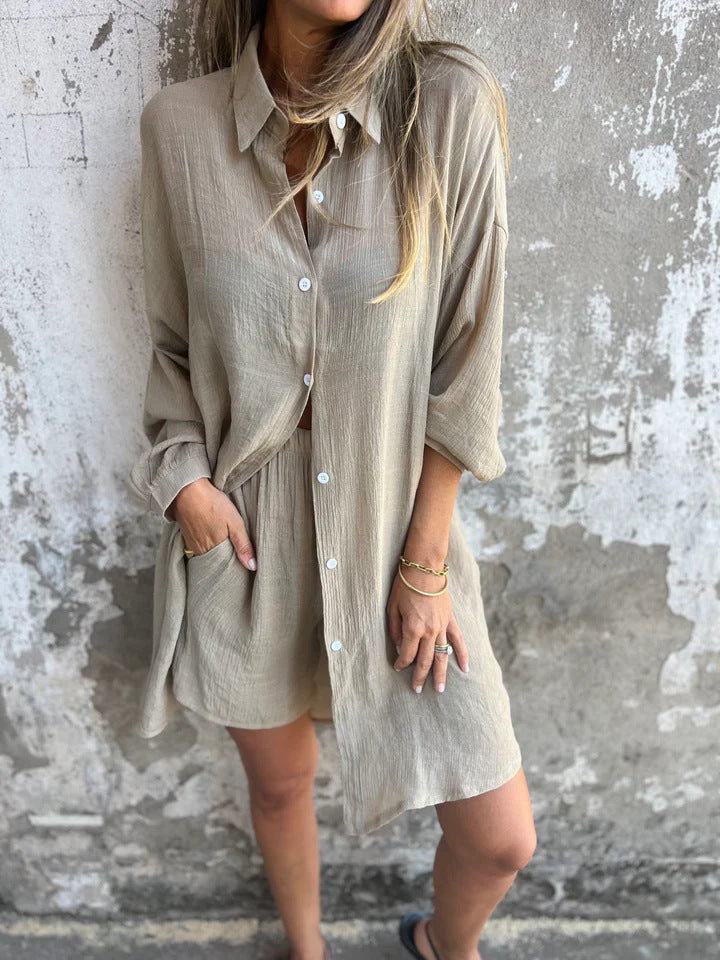 Lorelie - Two-Piece Set With Long sleeved Shirt And Shorts