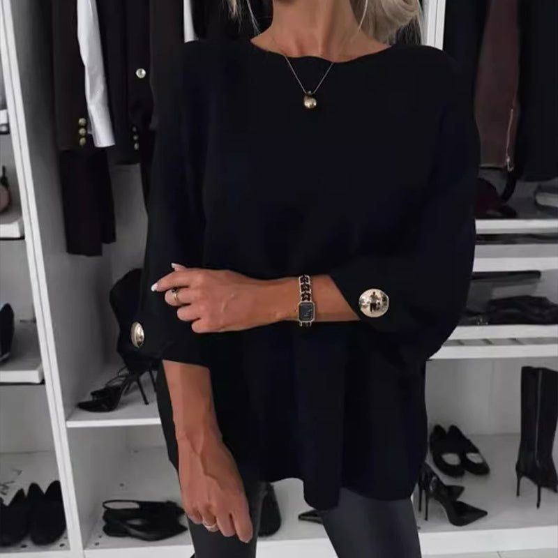 Zelinda - Casual Round Neck Long Sleeve Blouse