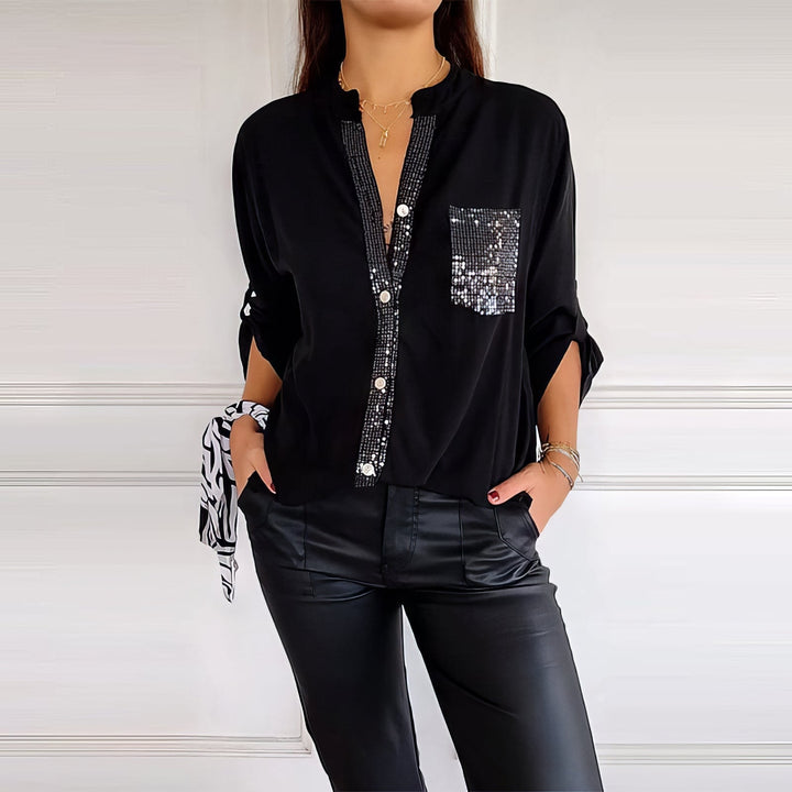 Franzina - Casual Loose Front Pocket Shirt with Button