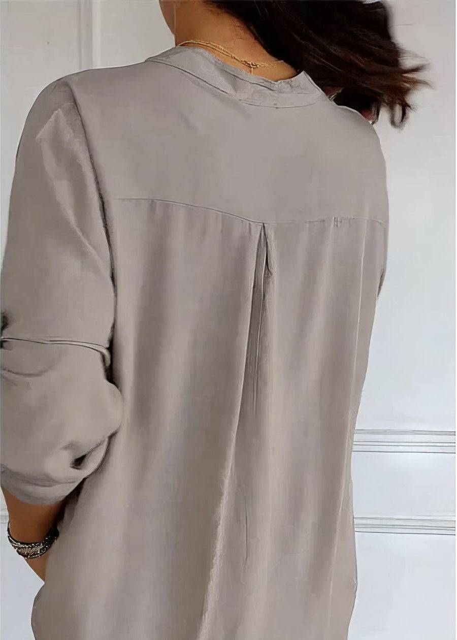 Franzina - Casual Loose Front Pocket Shirt with Button
